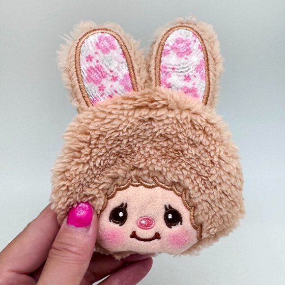 NEW Monchhichi Sweet Chimutan Beige Bunny Plush Coin Bag - Picture 3 of 3